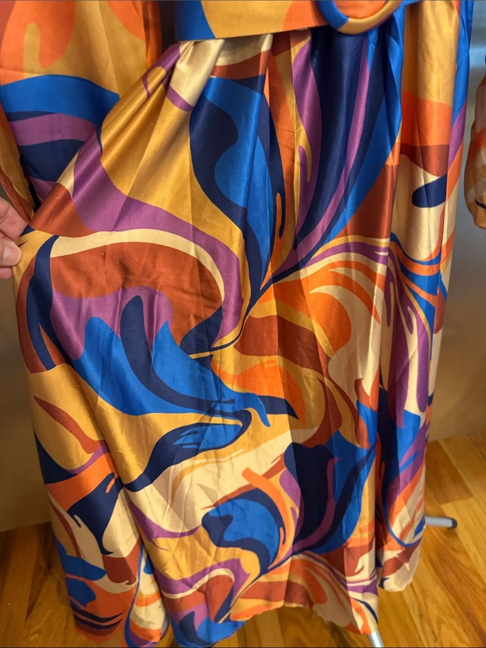Flying Tomato Long Sleeve V-Neck Printed Maxi Dress in Multicolor - Picture 9 of 16